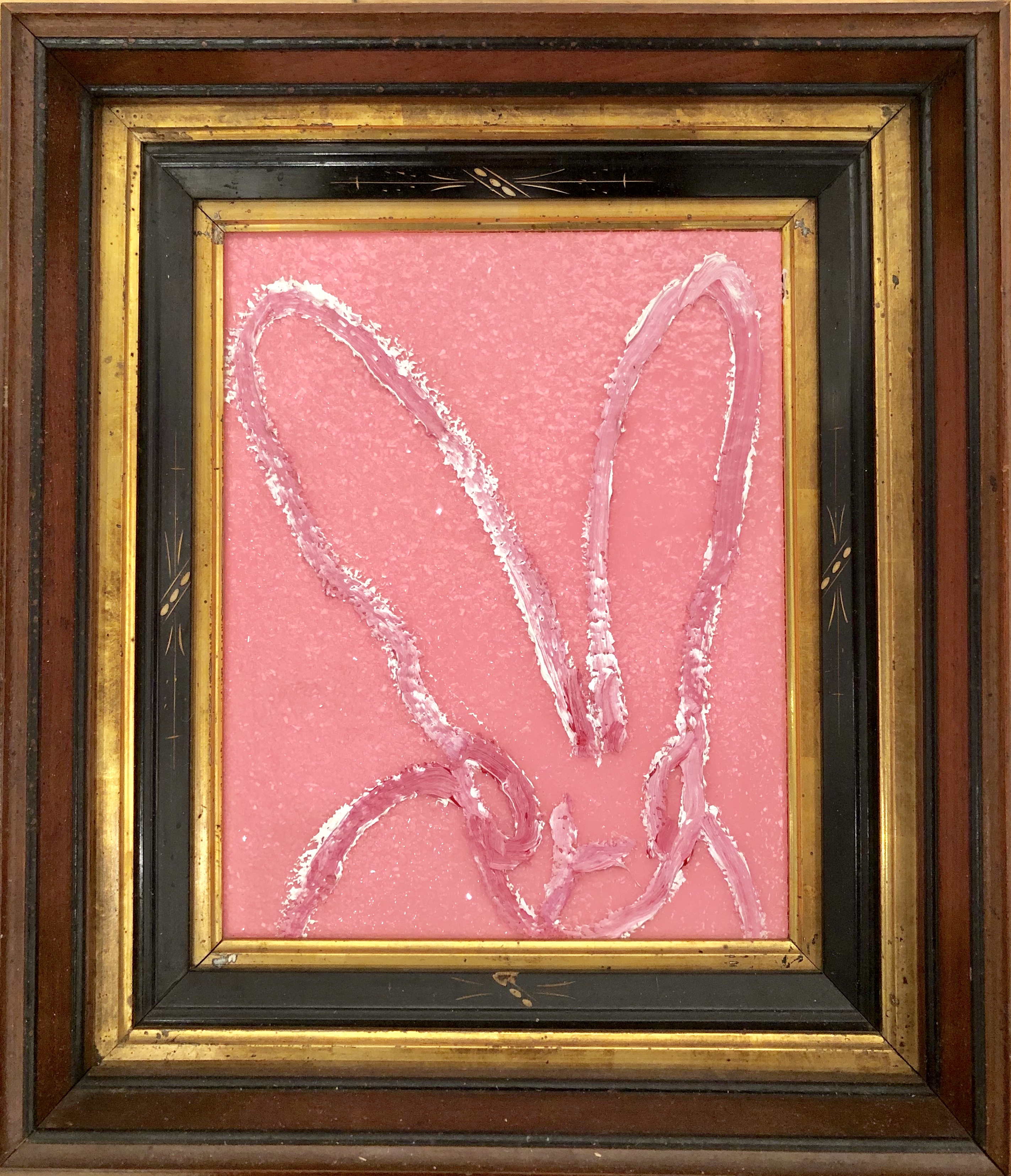 Hunt Slonem, Unititled (pink bunny), 2019, oil, acrylic, diamond dust on wood, 10 x 8 in