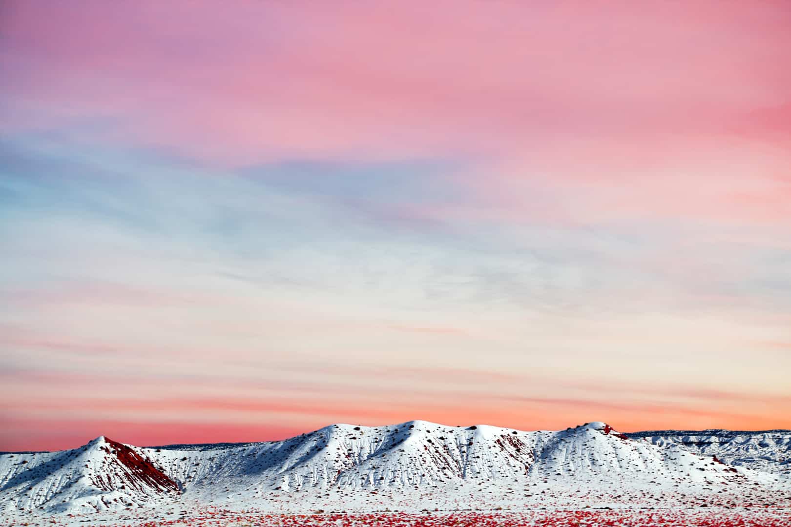 White Mountain and Pink Sky