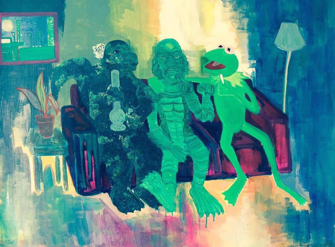 Green Monsters.2017.acrylic on panel.36x48in