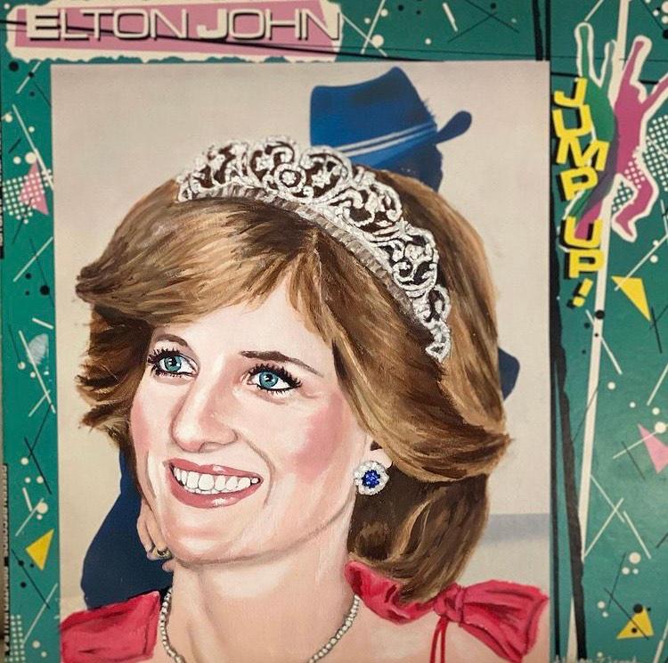 Princess Diana,2021,mixed media.12x12in