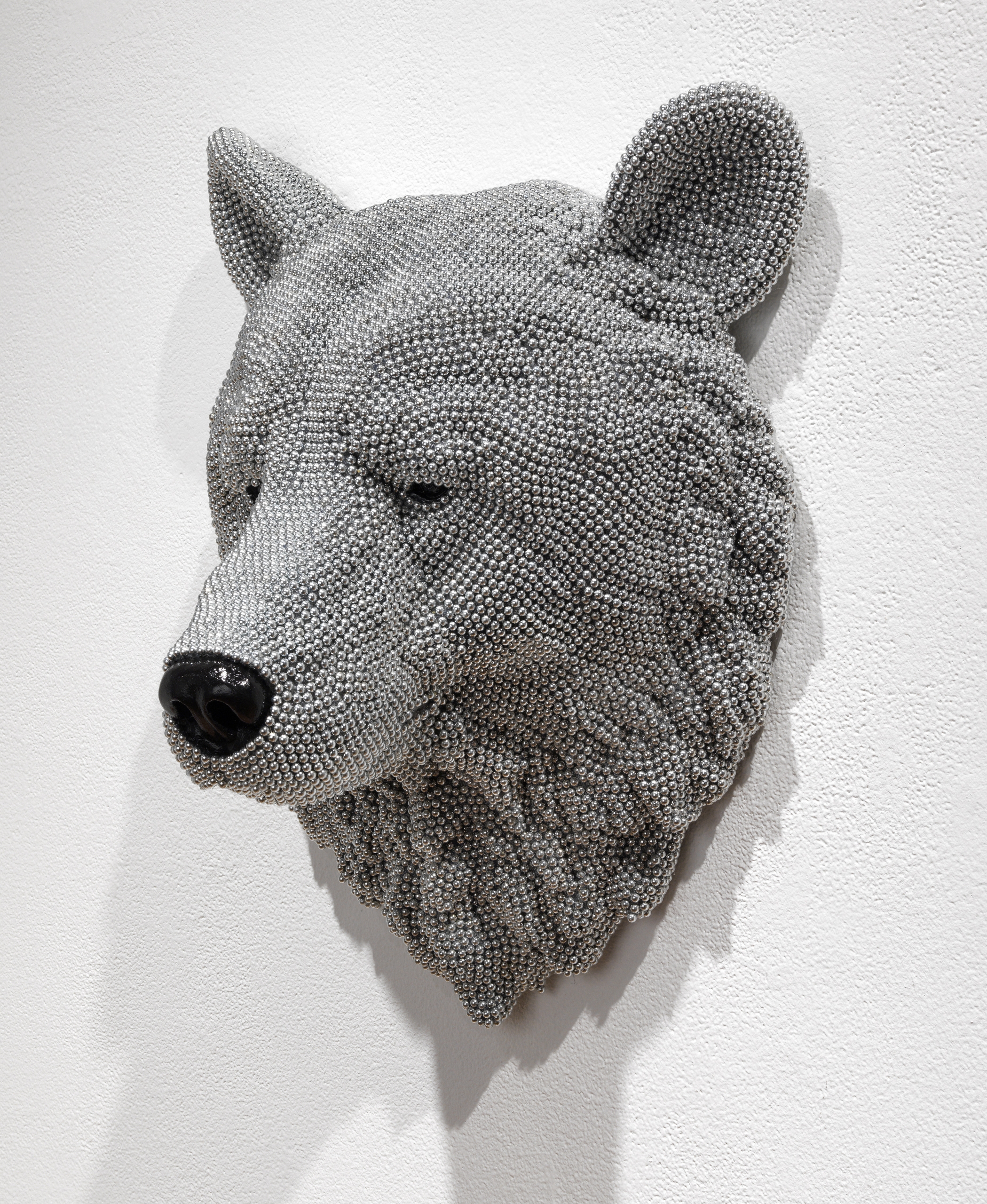 Timmermans, Bear (HiRes), 2014, cast resin, air rifle BBs, mixed media, 17.5x13x9in. (2)